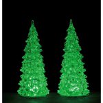 Crystal lighted tree, 3 colour changing set of 2