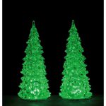 Crystal lighted tree, 3 colour changing set of 2