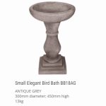 SML ELEGANT BIRDBATH ANTIQUE GREY