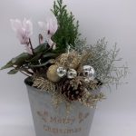 Merry Christmas grey wash tin Christmas arrangement