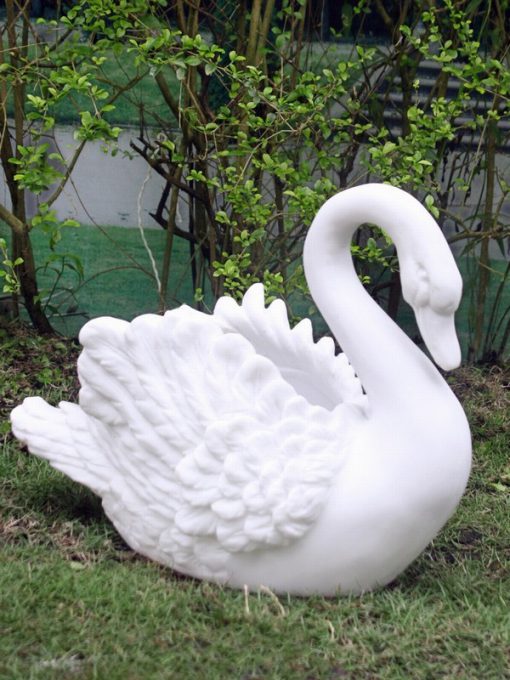 White Marble swan planter.