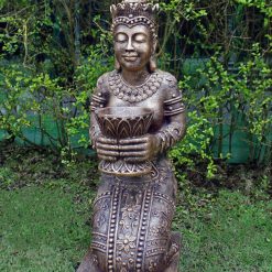 Thai goddess garden ornament with a bronze finish.