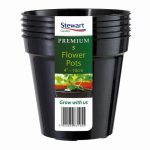 Plastic Flower Pot - 5 Pack - 10cm - Black