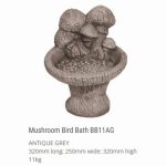 Mushroom Birdbath Antique Grey