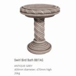 Swirl Birdbath Antique Grey