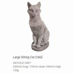Large Sitting Cat Antique Grey