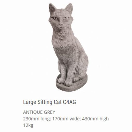 Large Sitting Cat Antique Grey