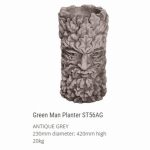 Green Man Planter Antique Grey