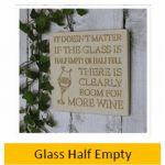Glass Half Empty Wall Plaque 15cm x 15cm