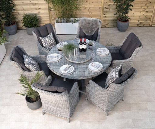 OLIVIA 6 SEAT DINING SET SLATE