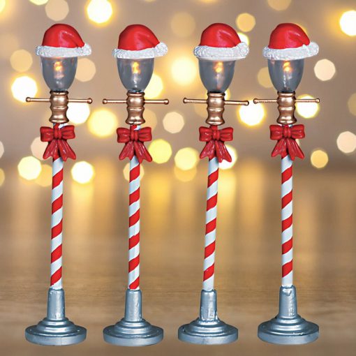 Lemax Santa hat street lamp set of 4