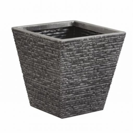 33cm Small Plastic Slate Planter in Pewter