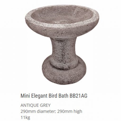 Mini Elegant Birdbath Antique Grey