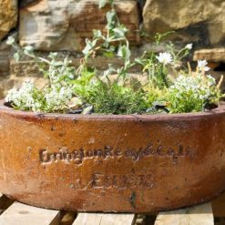 Alternative view of Errington Reay Low Round Planter Old Leather S2