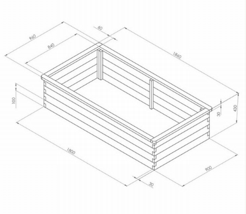 Sleeper Raised Bed 1.8m x 45cm x 45cm - Image 2