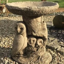Owl Family Birdbath 4-005