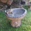 Frog on a Log Birdbath