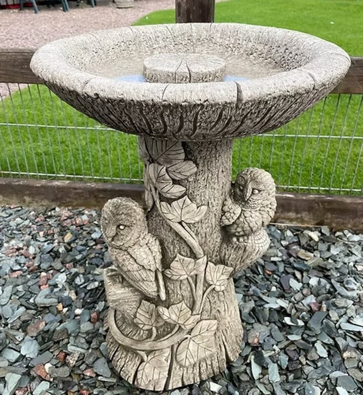 Twin Owl Birdbath