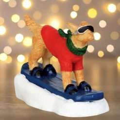 Snowboarding dog